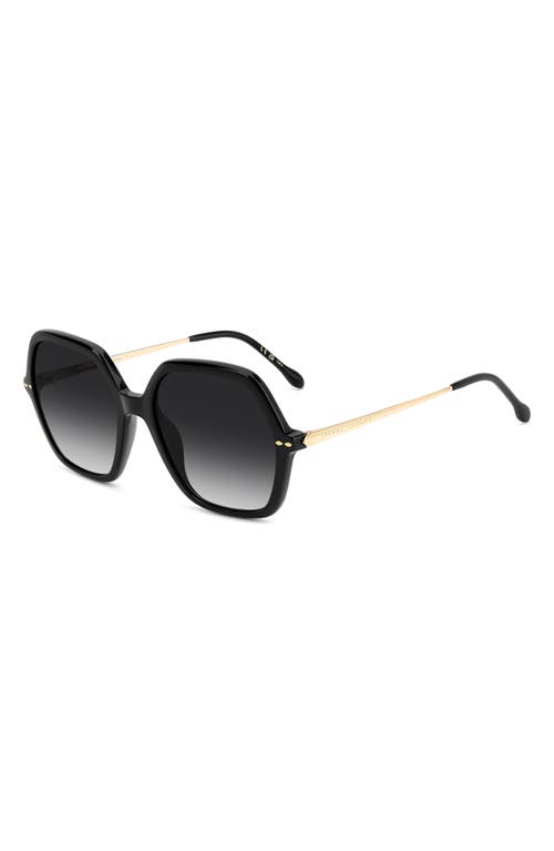 Isabel Marant 56mm Gradient Square Sunglasses In Black Gold/dark Grey Sf