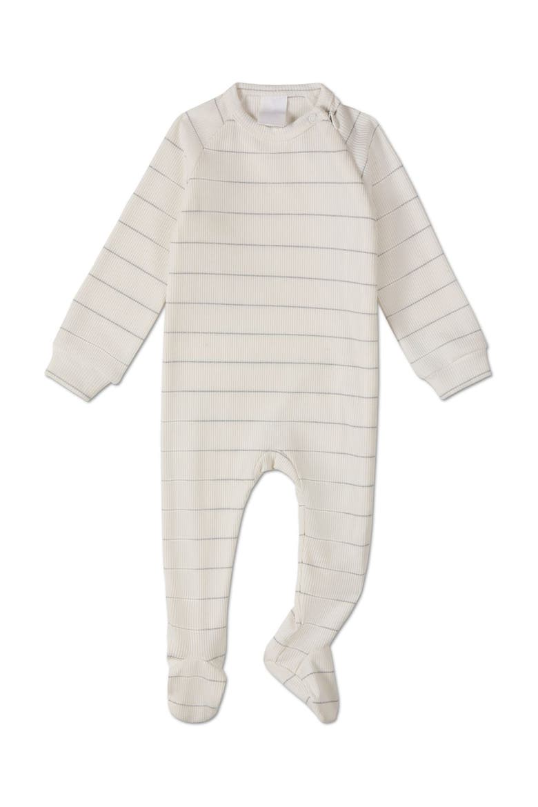 Unisex Baby Metallic Striped Side-Zipper Footie, Main, color, White