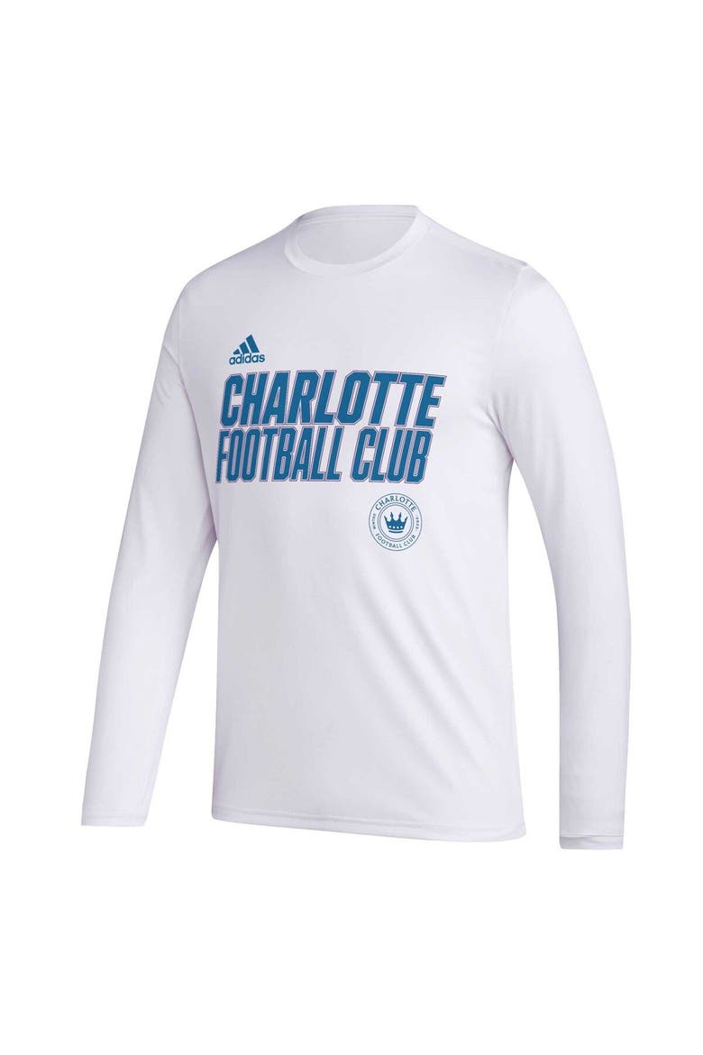 Men's adidas White Charlotte FC Jersey Hook AEROREADY Long Sleeve T-Shirt, Alternate, color, White
