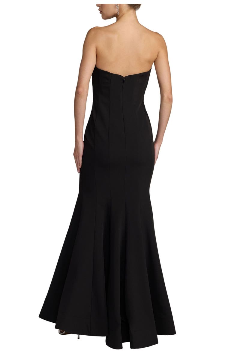 Mac Duggal Crepe Strapless Mermaid Gown With 3D Flowers, Alternate, color, Black Ivory