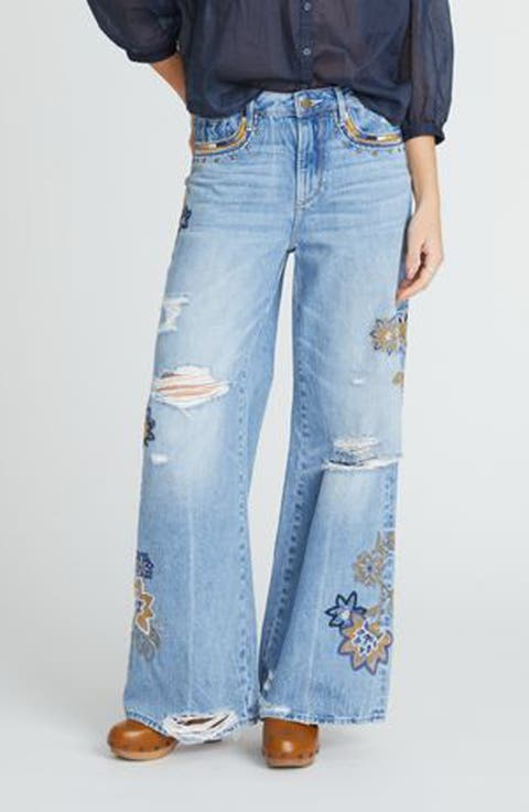 Marlena Copper Magnolia Wide Leg Jeans