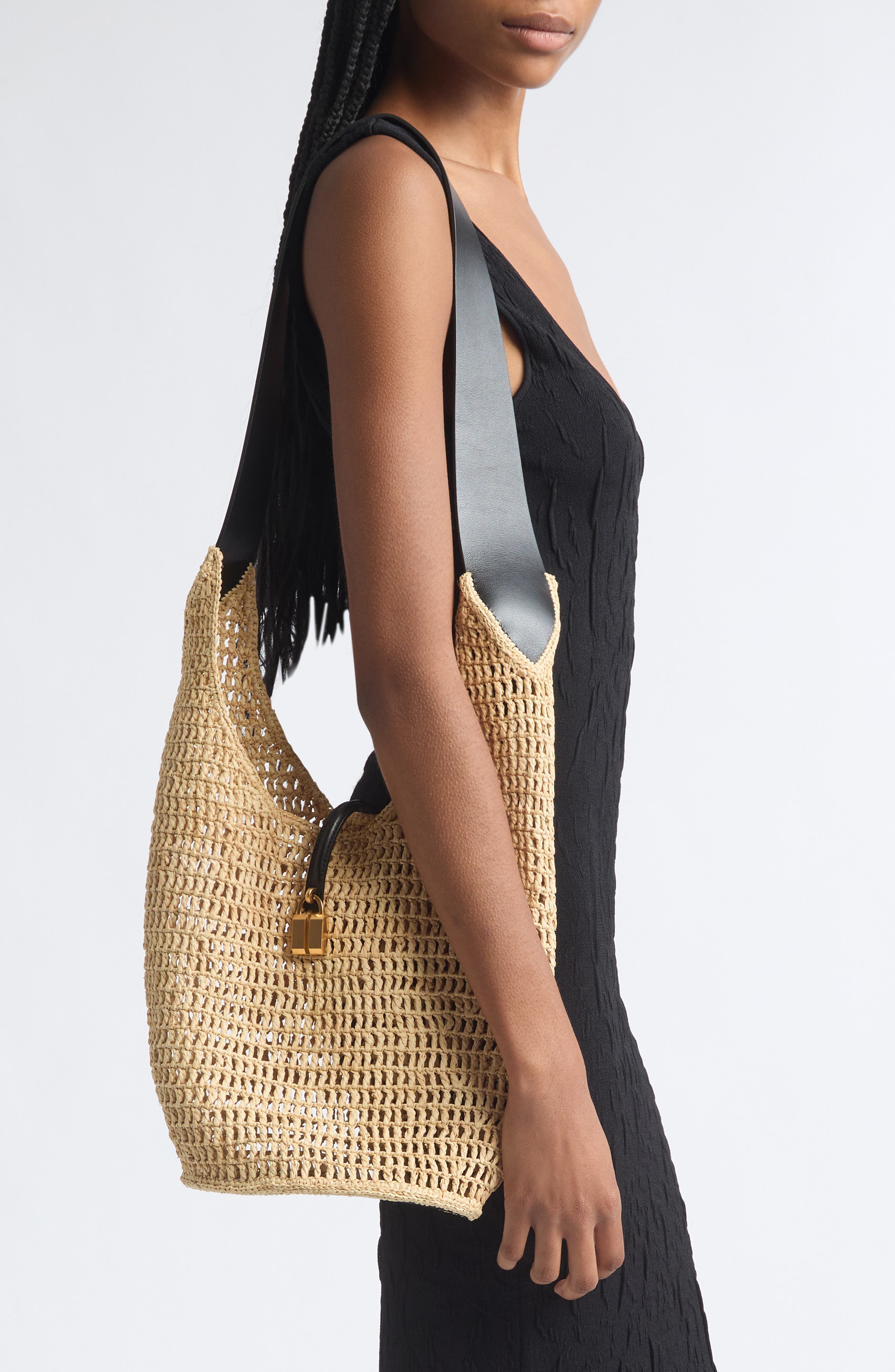 The Siena Raffia Crossbody Bag, Alternate, color, NATURAL/ BLACK