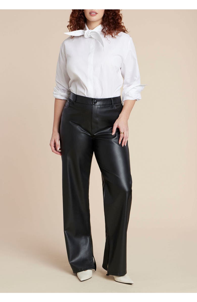 ELOQUII Dramatic Neck-Tie Poplin Shirt, Alternate, color, Optic White