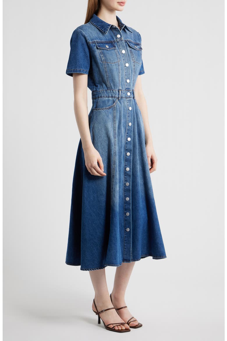 Cotton Blend Denim Midi Shirtdress, Alternate, color, MEDIUM DENIM