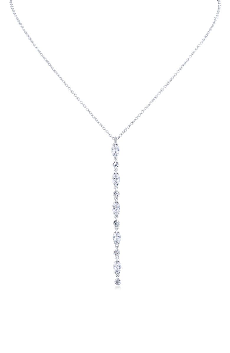 CZ by Kenneth Jay Lane Oval Cubic Zirconia Linear Pendant Necklace, Main, color, 