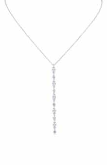 CZ by Kenneth Jay Lane Oval Cubic Zirconia Linear Pendant Necklace