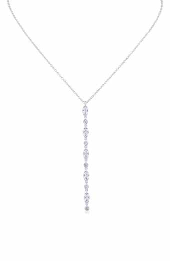 Oval Cubic Zirconia Linear Pendant Necklace