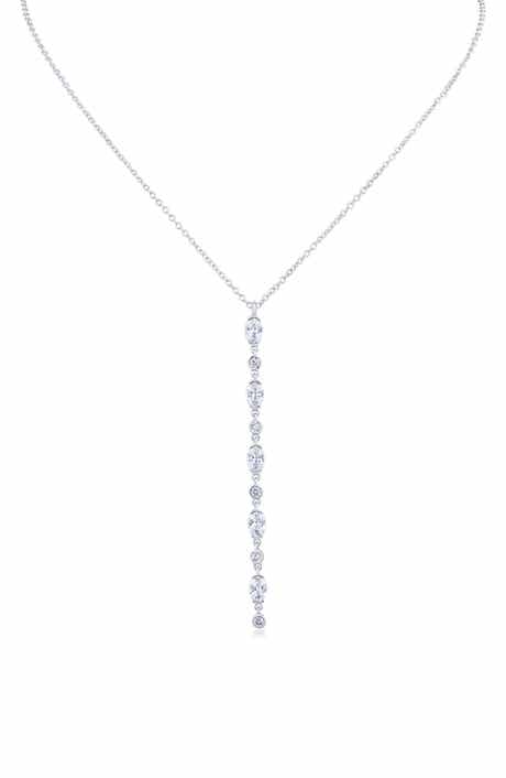 CZ by Kenneth Jay Lane Oval Cubic Zirconia Linear Pendant Necklace