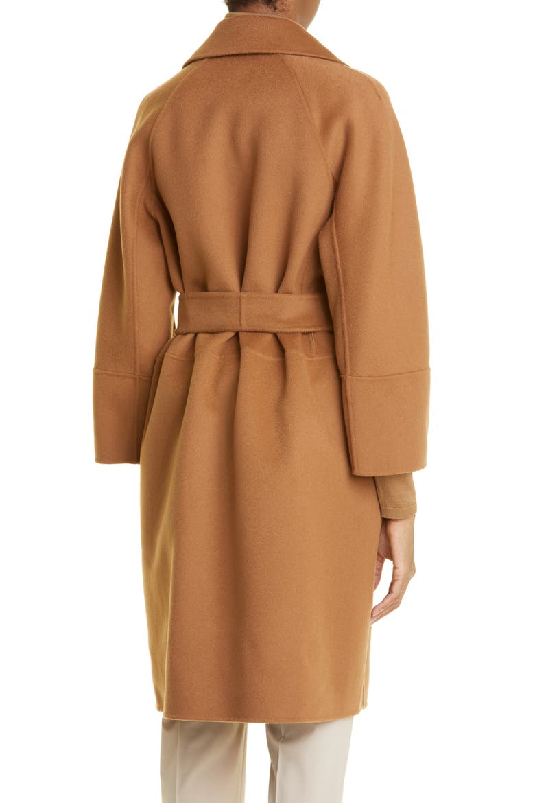 Arona Belted Double Face Virgin Wool Wrap Coat, Alternate, color, TOBACCO