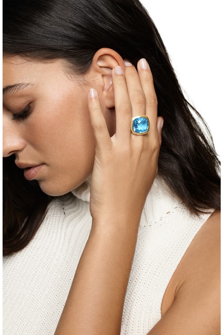 Albion® Ring in Sterling Silver with 18K Yellow Gold & Blue Topaz, 15mm, Alternate, color, BLUE TOPAZ
