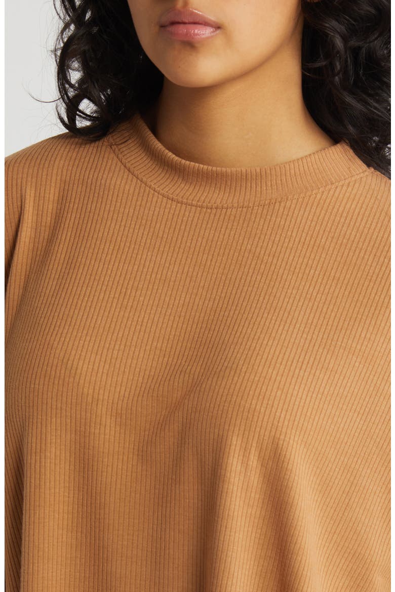 Lex Rib Oversize T-Shirt & High Waist Crop Pants, Alternate, color, SUNTAN