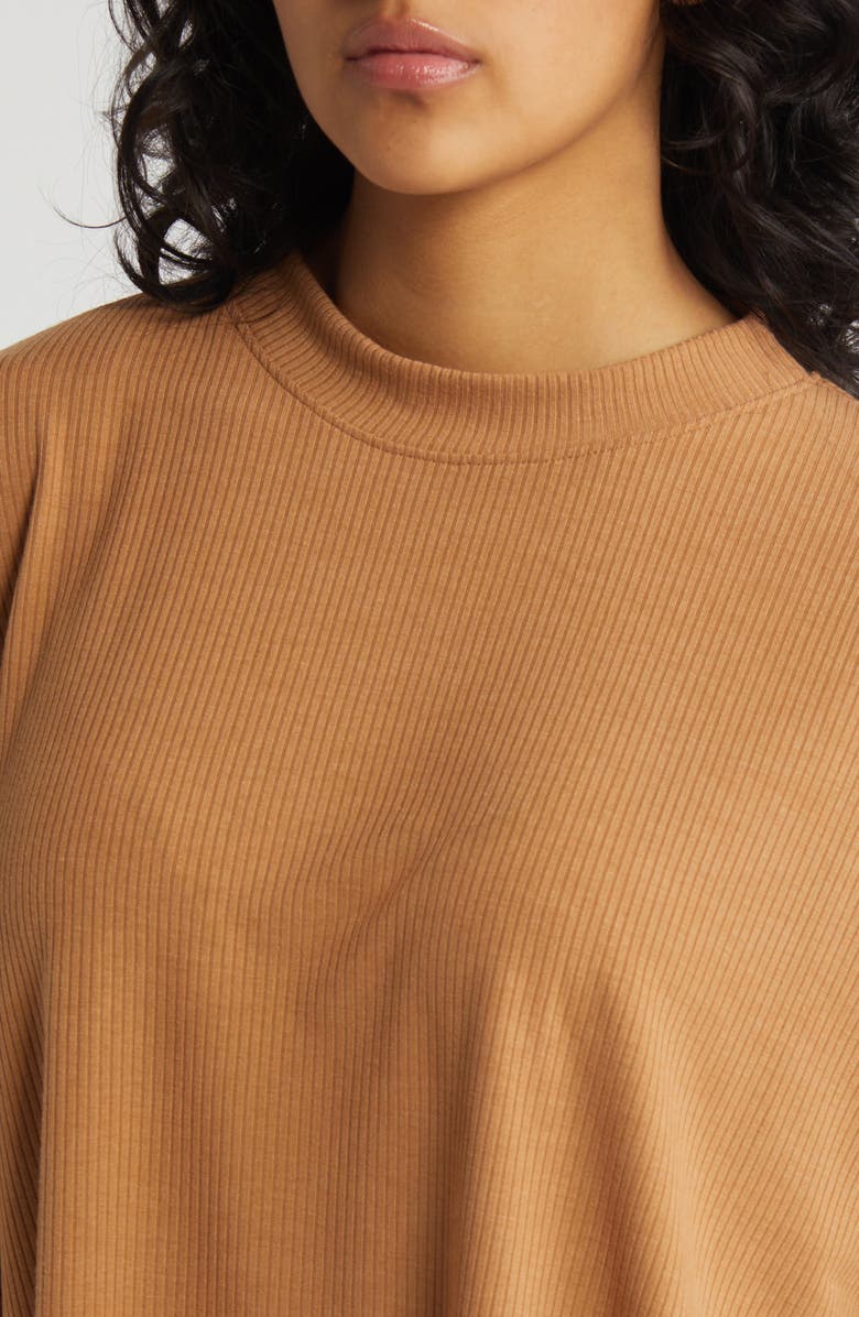 Dressed in Lala Lex Rib Oversize T-Shirt & High Waist Crop Pants, Alternate, color, Suntan