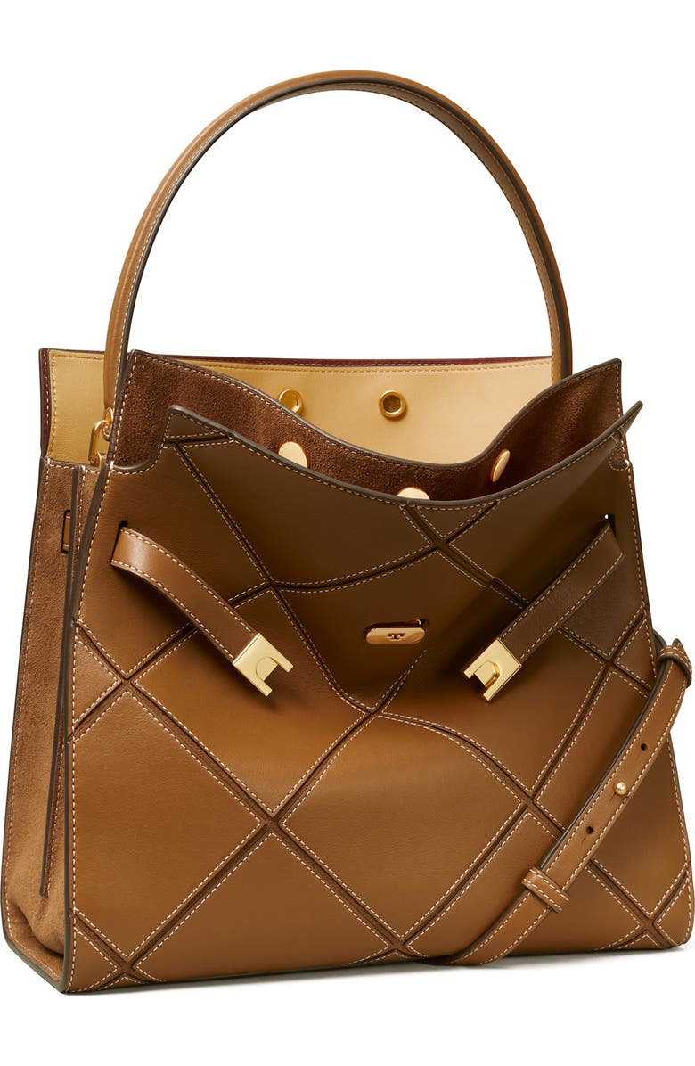 Tory Burch Lee Radziwill Leather Diamond Double Bag, Alternate, color,
