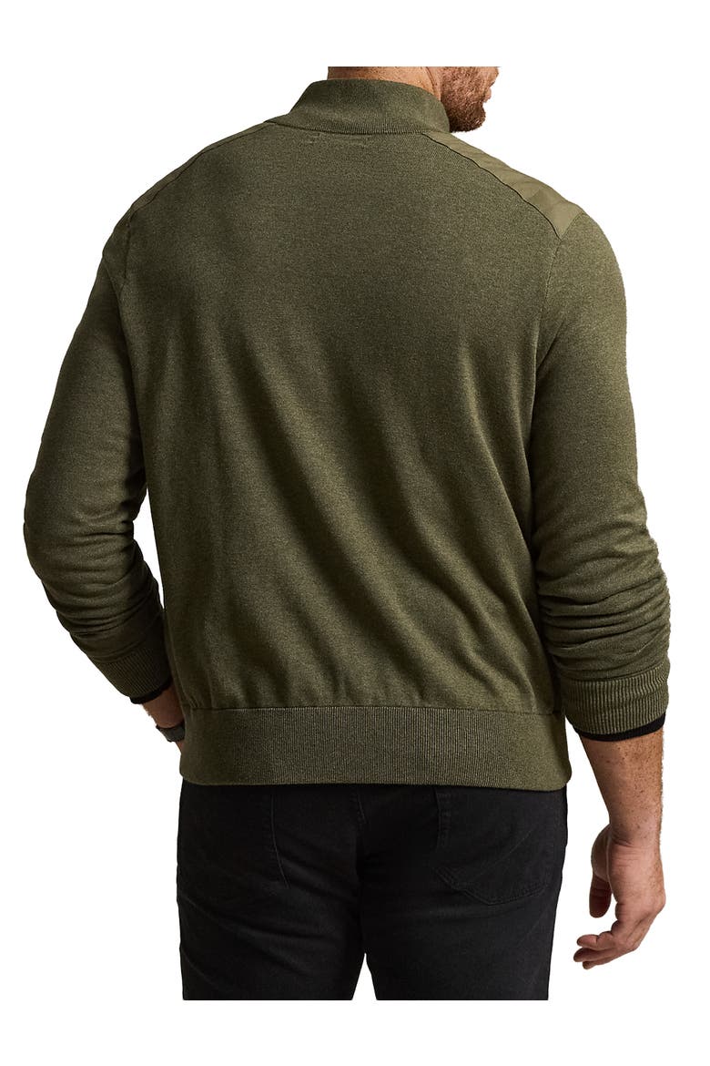 Big & Tall Zip-Front Hybrid Sweater, Alternate, color, OLIVE COMBO