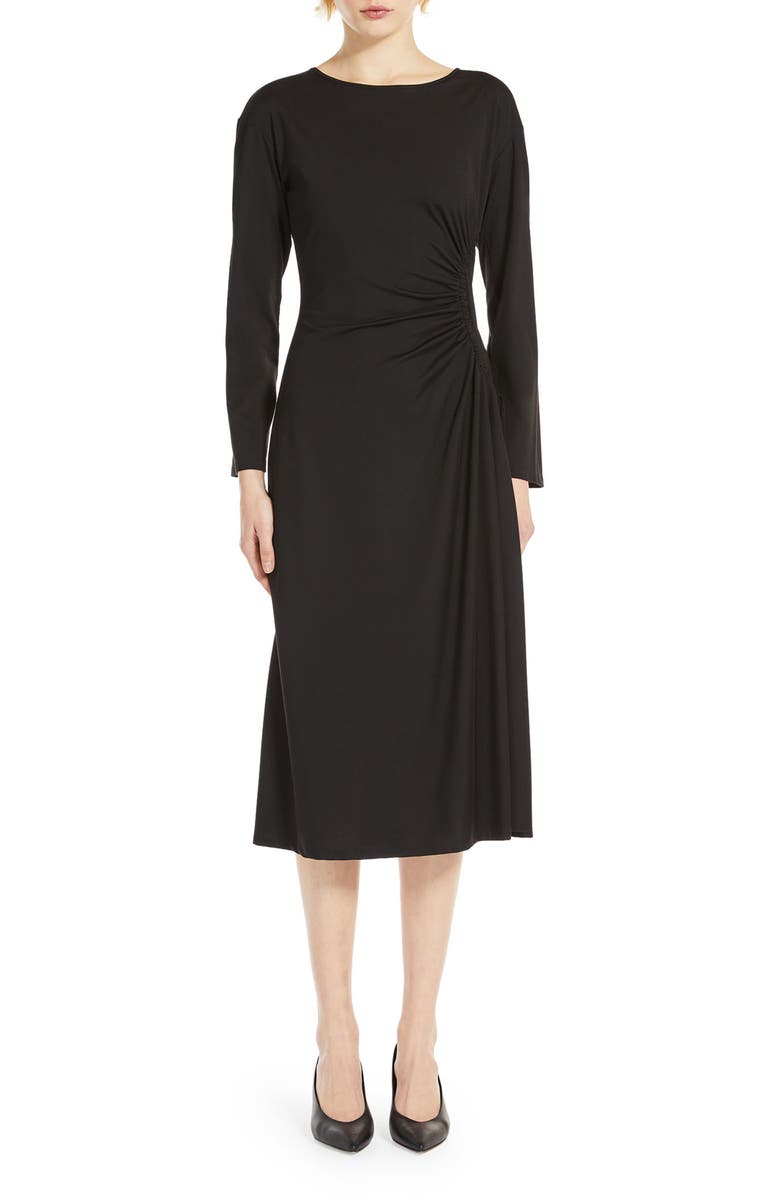 Weekend Max Mara Romania Ruched Long Sleeve Jersey Midi Dress, Main, color,