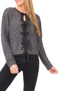 CeCe Bow Front Cable Stitch Cardigan