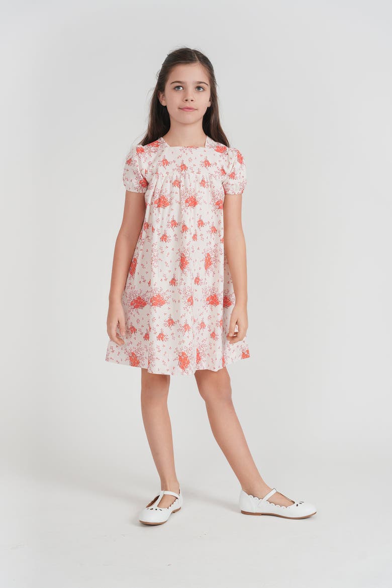 Floral Print Woven Square Neckline and Puff Sleeves Dress, Alternate, color, Pink Floral