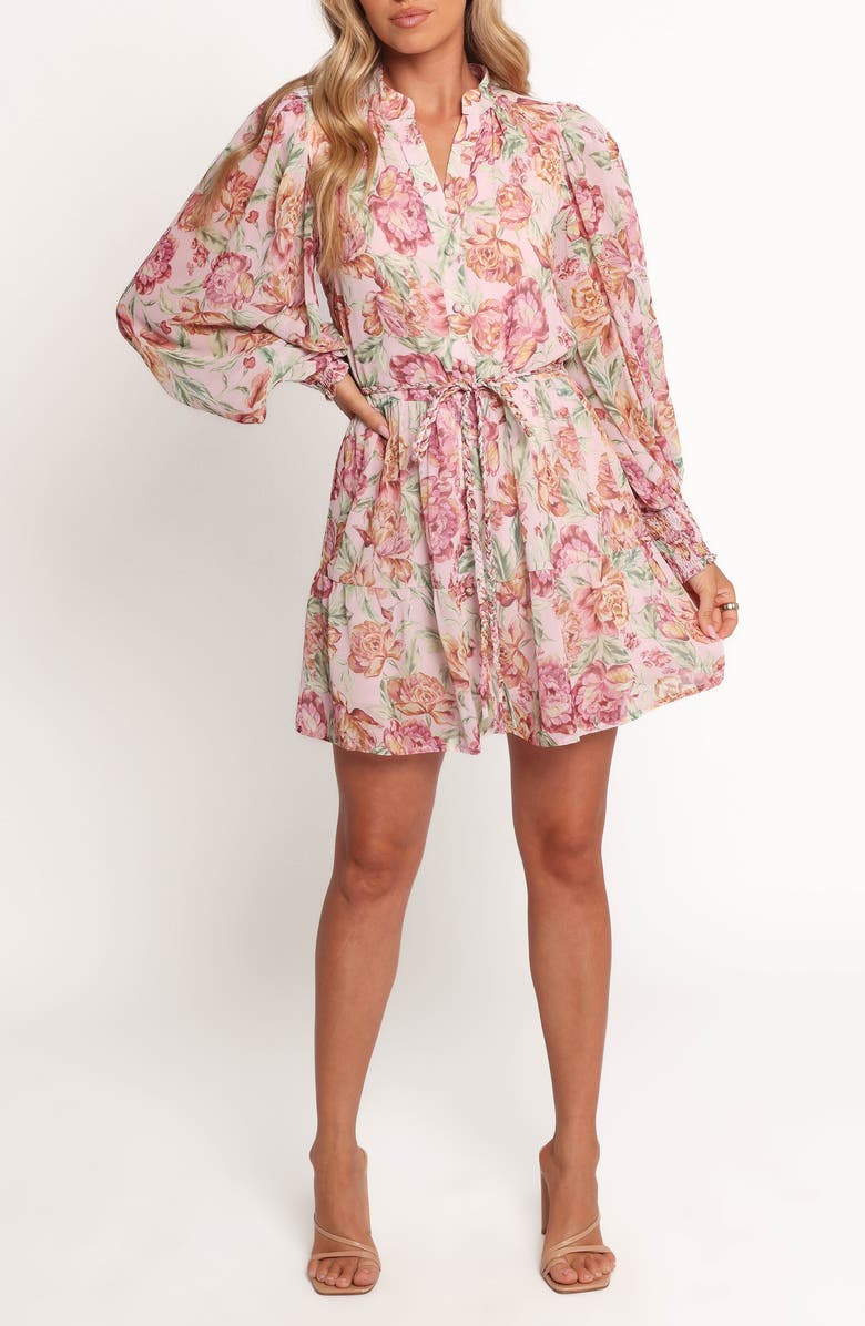 Petal & Pup Elba Floral Long Sleeve Minidress, Main, color, Veiled Floral