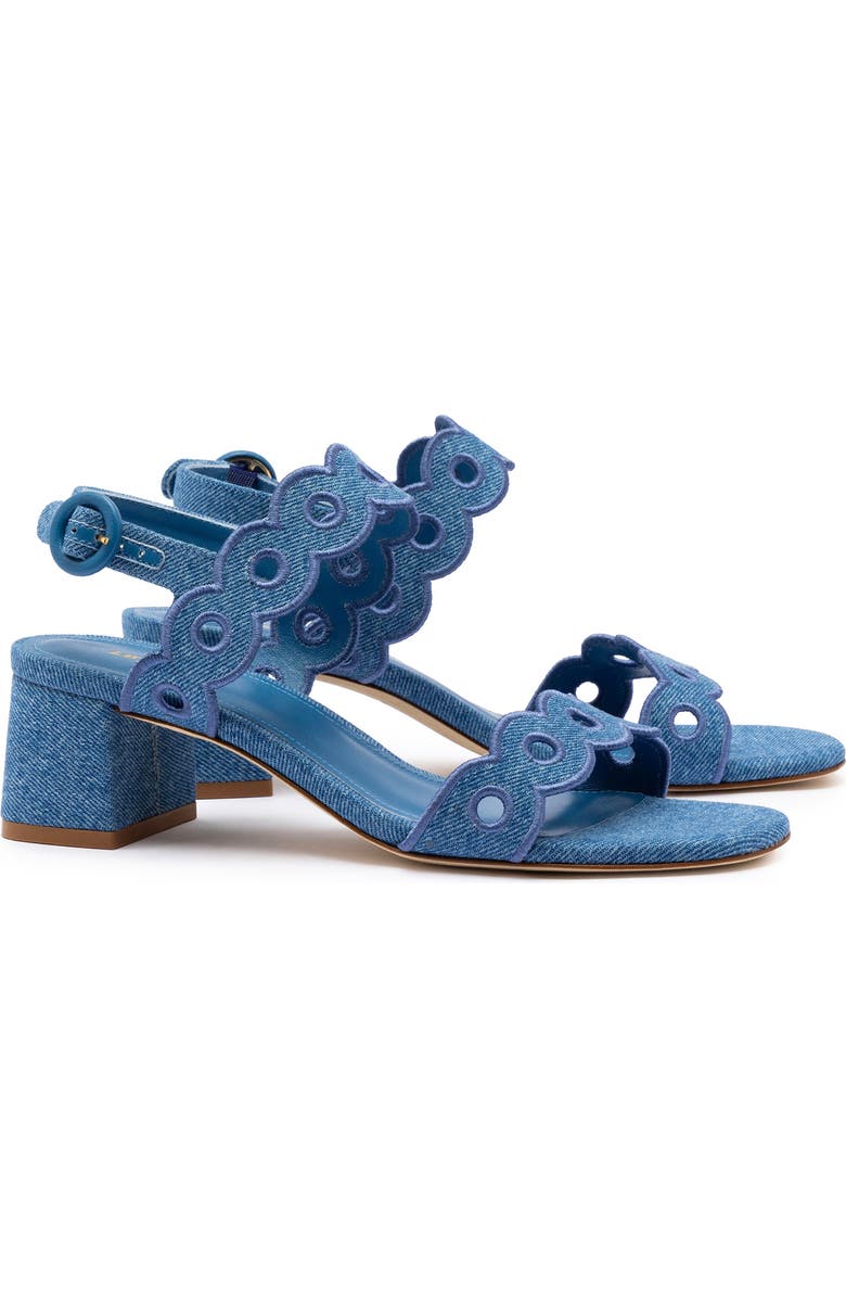 Larroudé Florence Broderie Ankle Strap Sandal, Main, color,