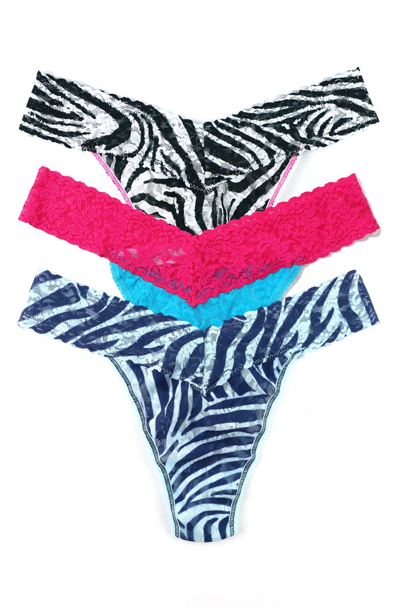 Hanky Panky Signature Lace Assorted 3-Pack Original Rise Thongs, Main, color,
