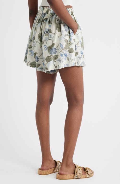 Treasure & Bond Print Linen Blend Shorts In White