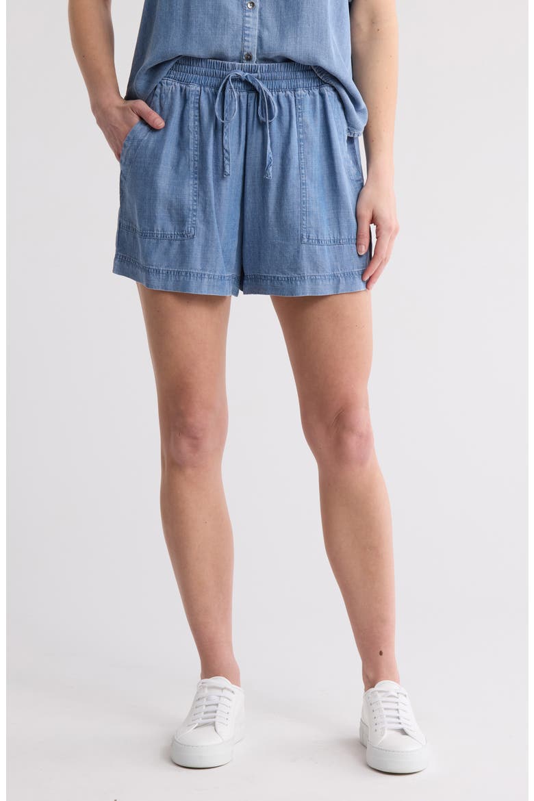 Marseilles Chambray Drawstring Shorts, Main, color, INDIGO