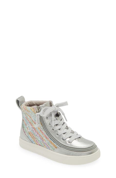 GREY/PINK BILLY outlets CLASSIC LACE HIGH TOPS/ZIPPER/AFO SHOES