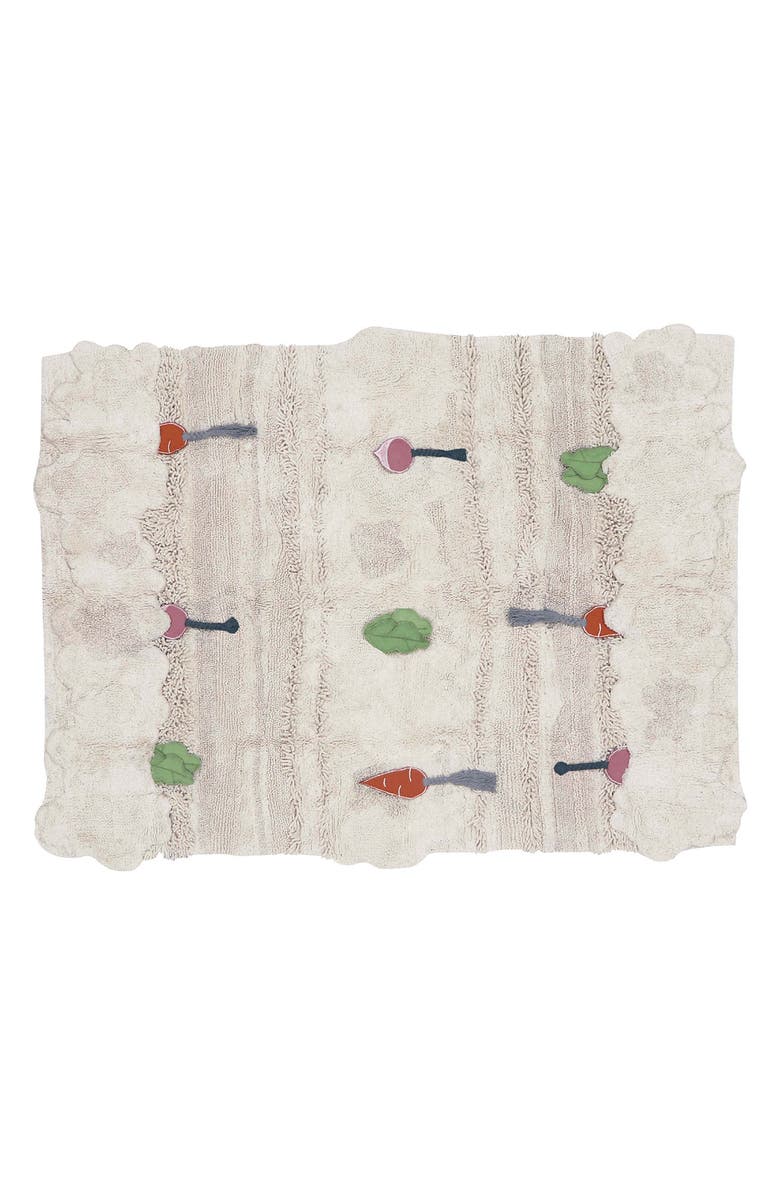 Lorena Canals Kids' Washable Cotton Rug & Veggie Set, Alternate, color, Natural Orange Dark Green