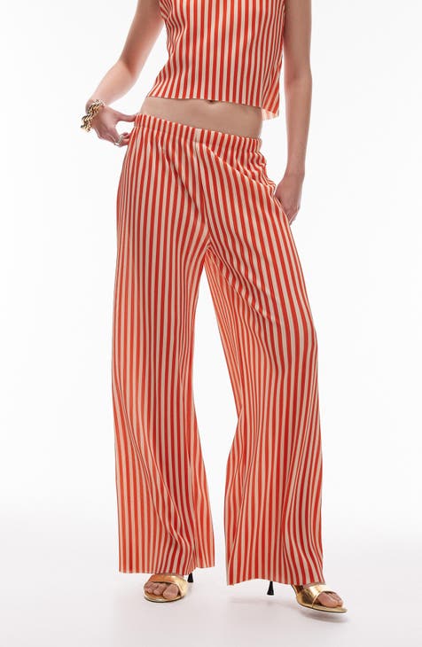 <br />Plissé Pull-On Wide Leg Pants