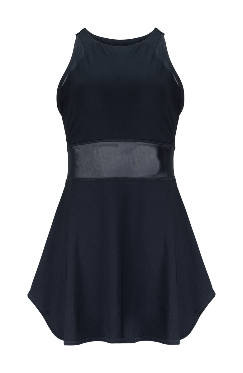 Lezat Leena Organic Cotton & Mesh Sport Dress, Main, color, Black