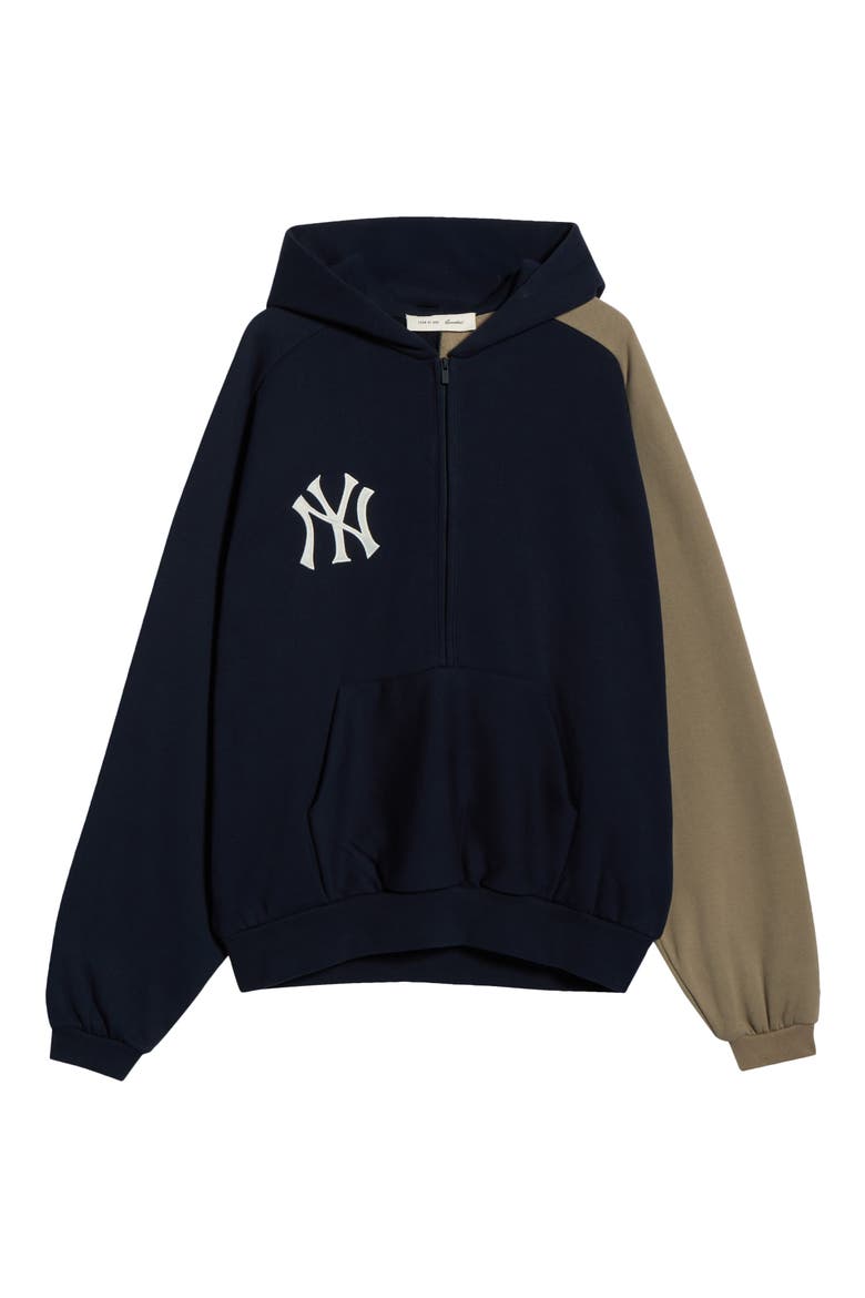 x MLB New York Yankees Cotton Blend Fleece Half Zip Hoodie, Alternate, color, DARK SAPPHIRE/ OVERLAND