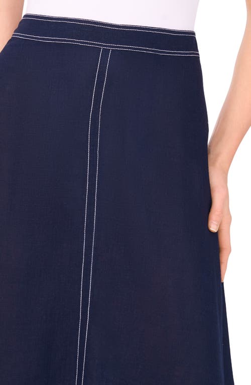 Cece High Waist A-line Maxi Skirt In Blue