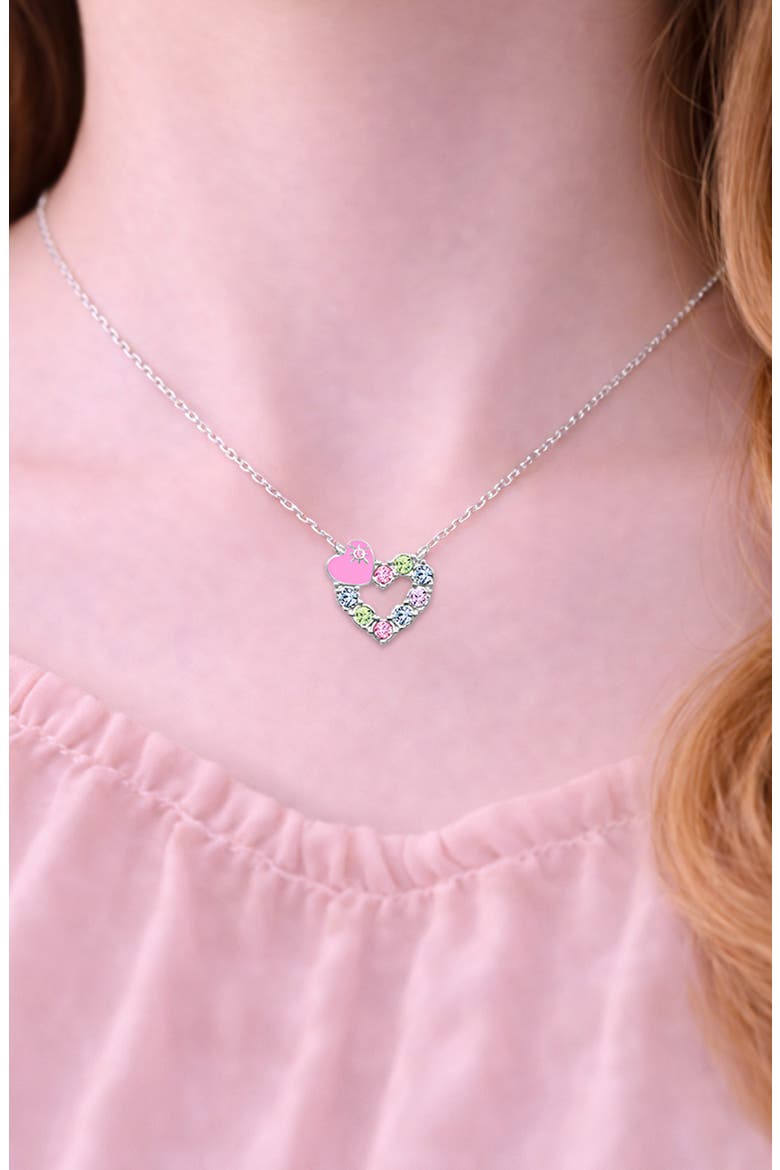Kids' Heart Crystal Pendant Necklace, Alternate, color, PINK MULTI