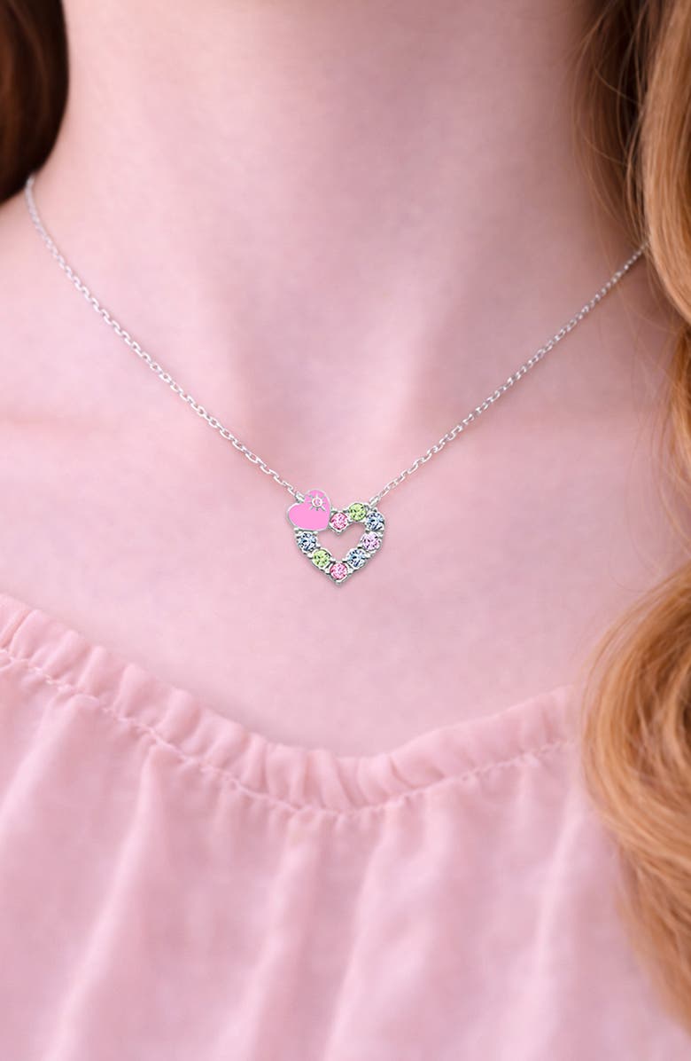 Chanteur Kids' Heart Crystal Pendant Necklace, Alternate, color, Pink Multi