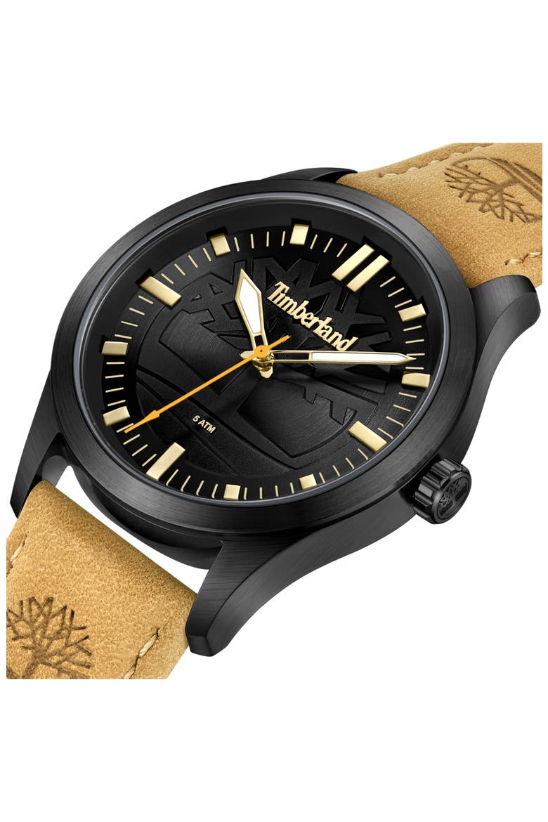 Rambush Leather Strap Watch, 42mm, Alternate, color, TAN
