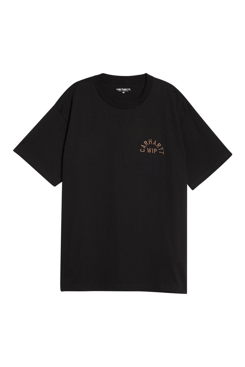 Arch Script Loose Fit Embroidered Organic Cotton T-Shirt, Alternate, color, BLACK / WIP H BROWN