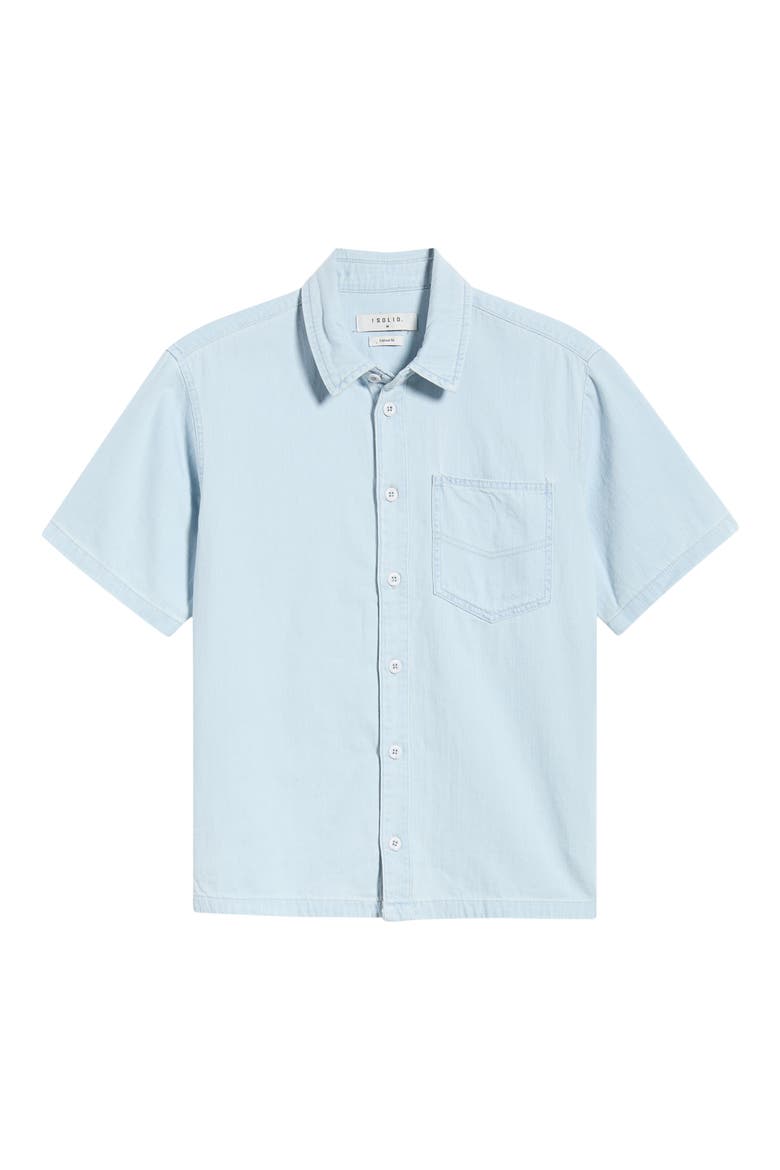 Rogue Casual Fit Short Sleeve Cotton Button-Up Shirt, Alternate, color, LIGHT BLUE DENNIM