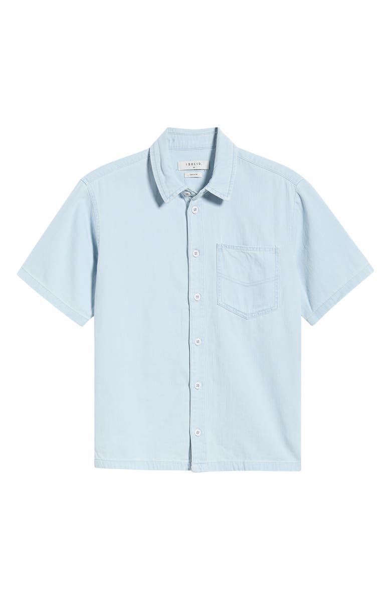 !SOLID Rogue Casual Fit Short Sleeve Cotton Button-Up Shirt, Alternate, color, Light Blue Dennim