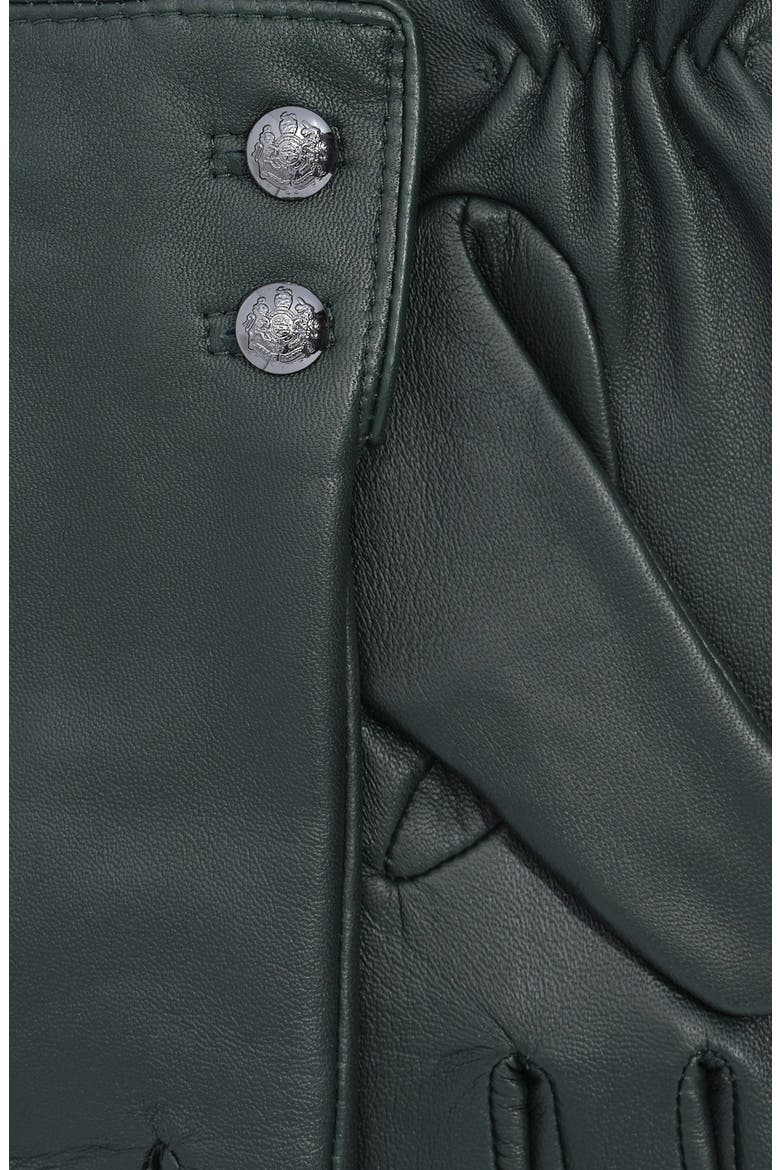 Two-Button Touchscreen Leather Gloves, Alternate, color, FOREST GREEN