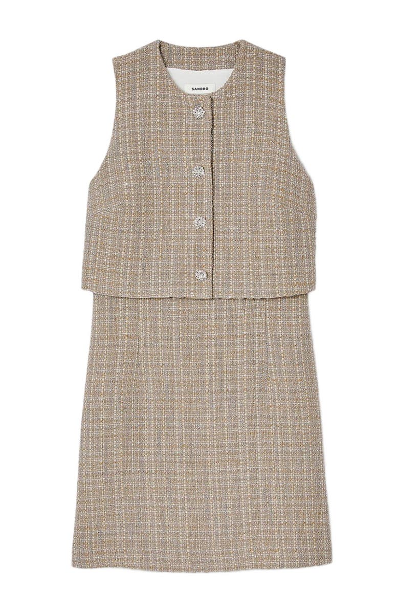 SANDRO Tweed dress, Alternate, color, 