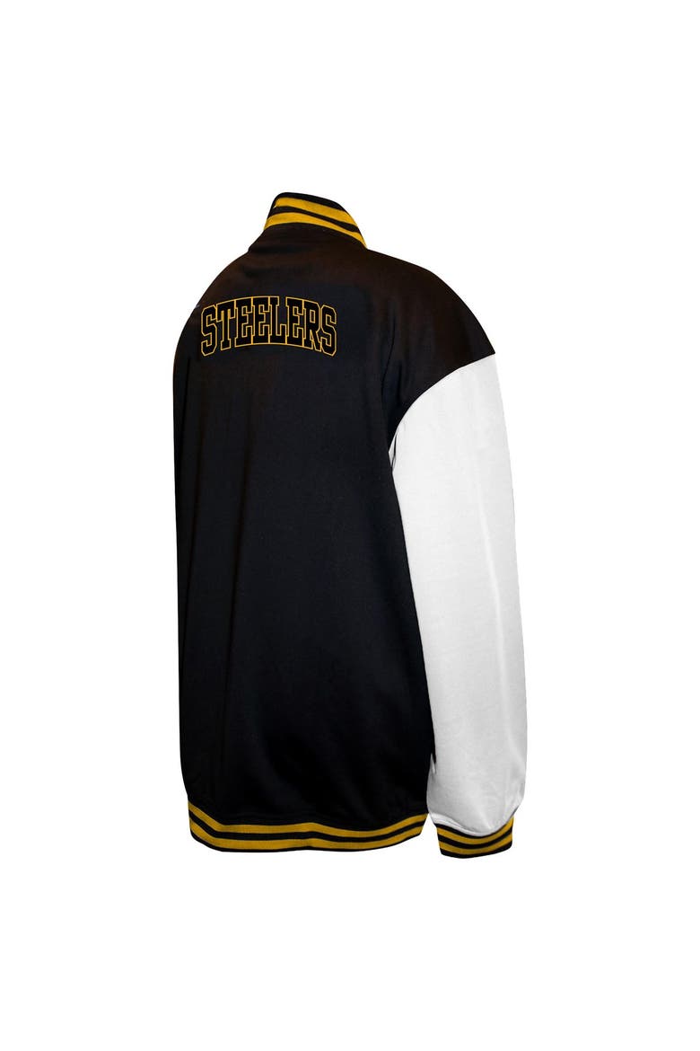 Men's Profile  Black Pittsburgh Steelers Big & Tall Full-Snap Varsity Jacket, Alternate, color, Black
