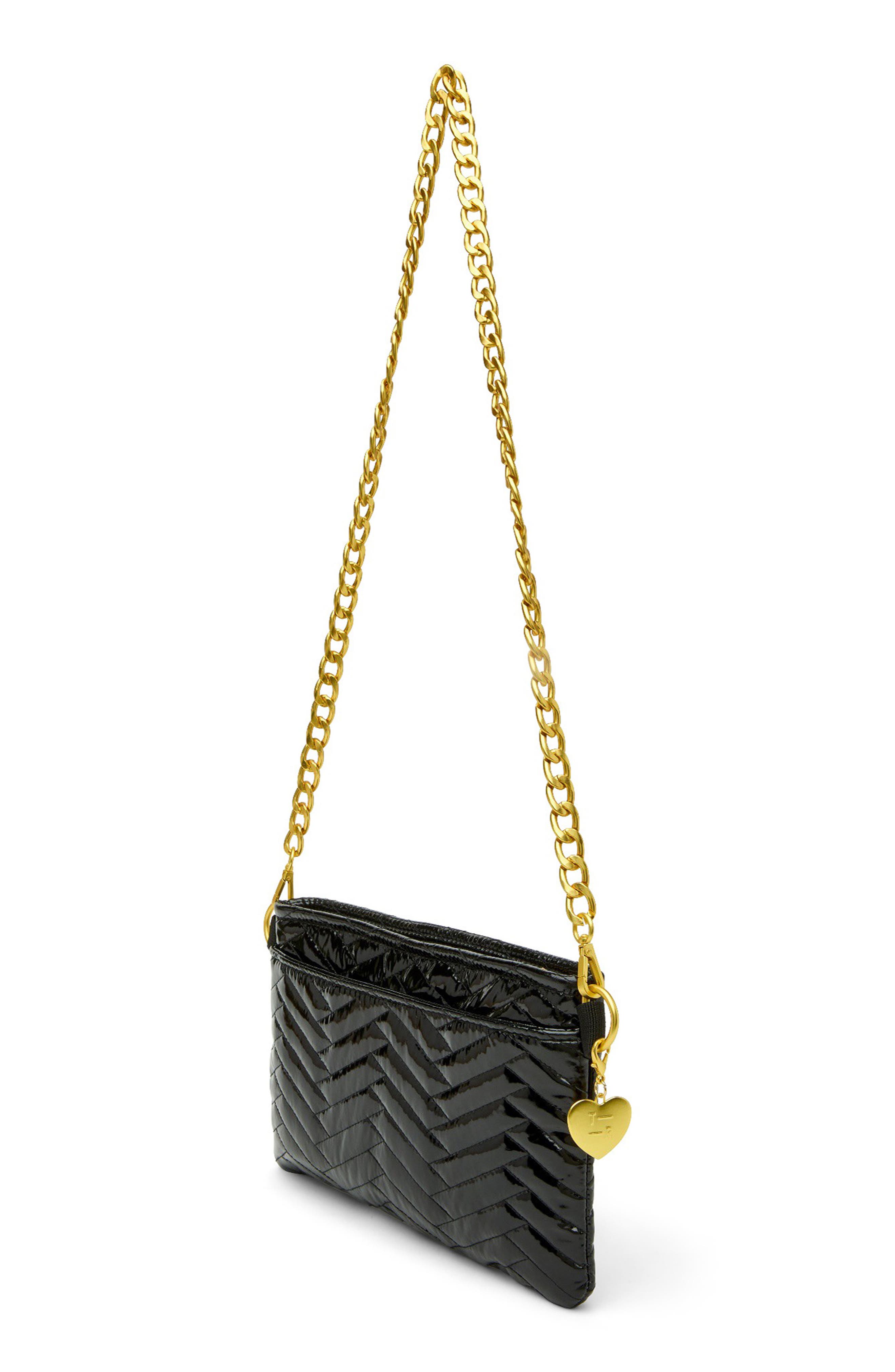 THINK ROYLN Almost Famous Quilted Crossbody Bag, Alternate, color, Black Patent