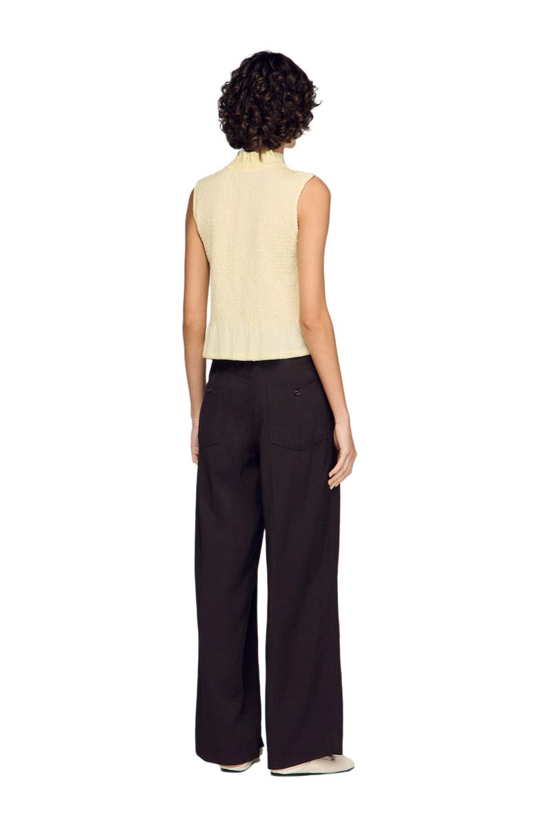 SANDRO Ruffled smocked top, Alternate, color, Light Yellow