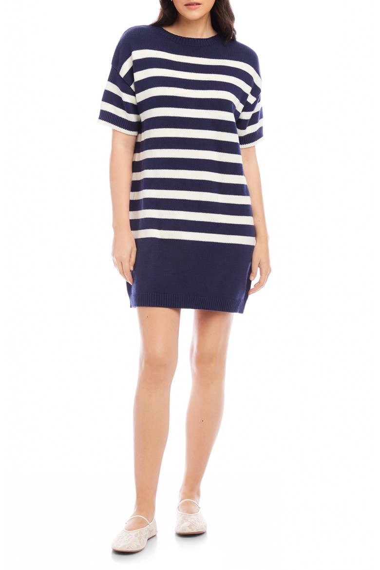 Georgette Stripe Cotton Blend Sweater Dress, Main, color, STRIPE