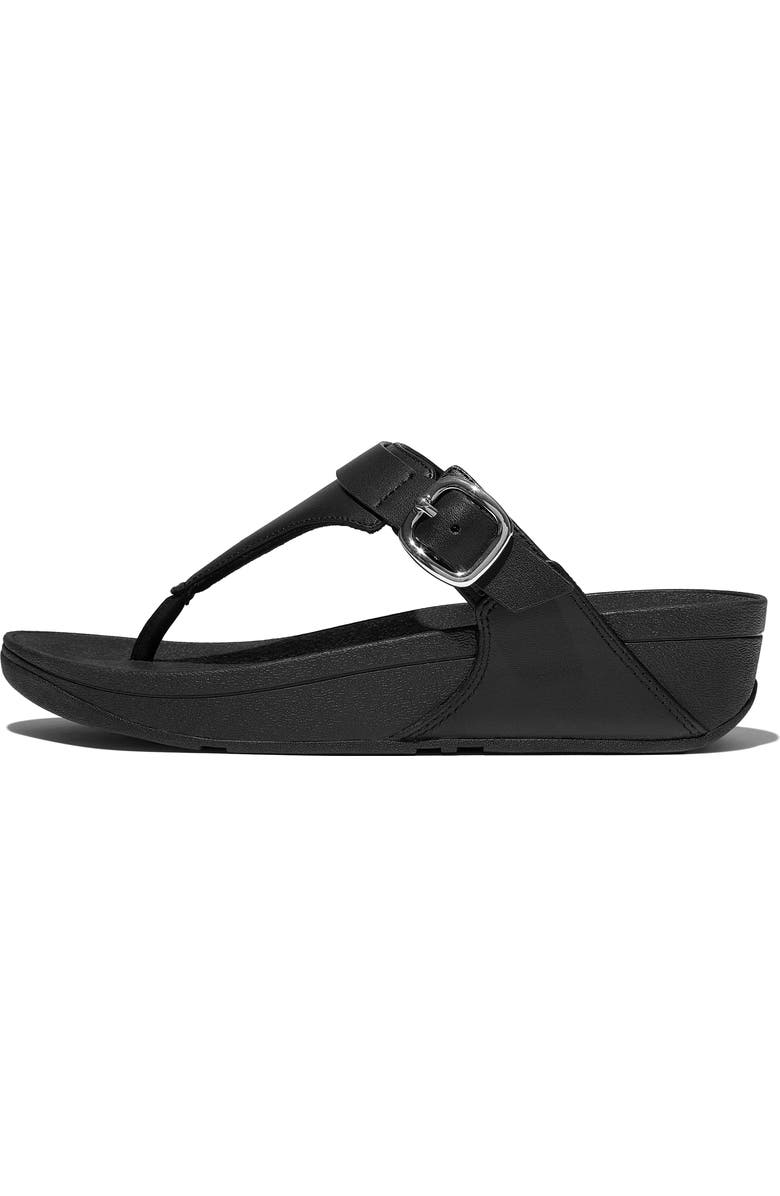 FitFlop Lulu Adjustable leather toe-post sandals, Alternate, color, All Black