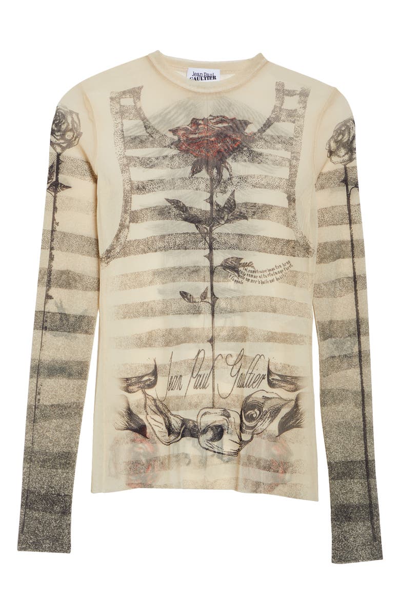 Jean Paul Gaultier Tattoo Marinière Mesh Top, Alternate, color,