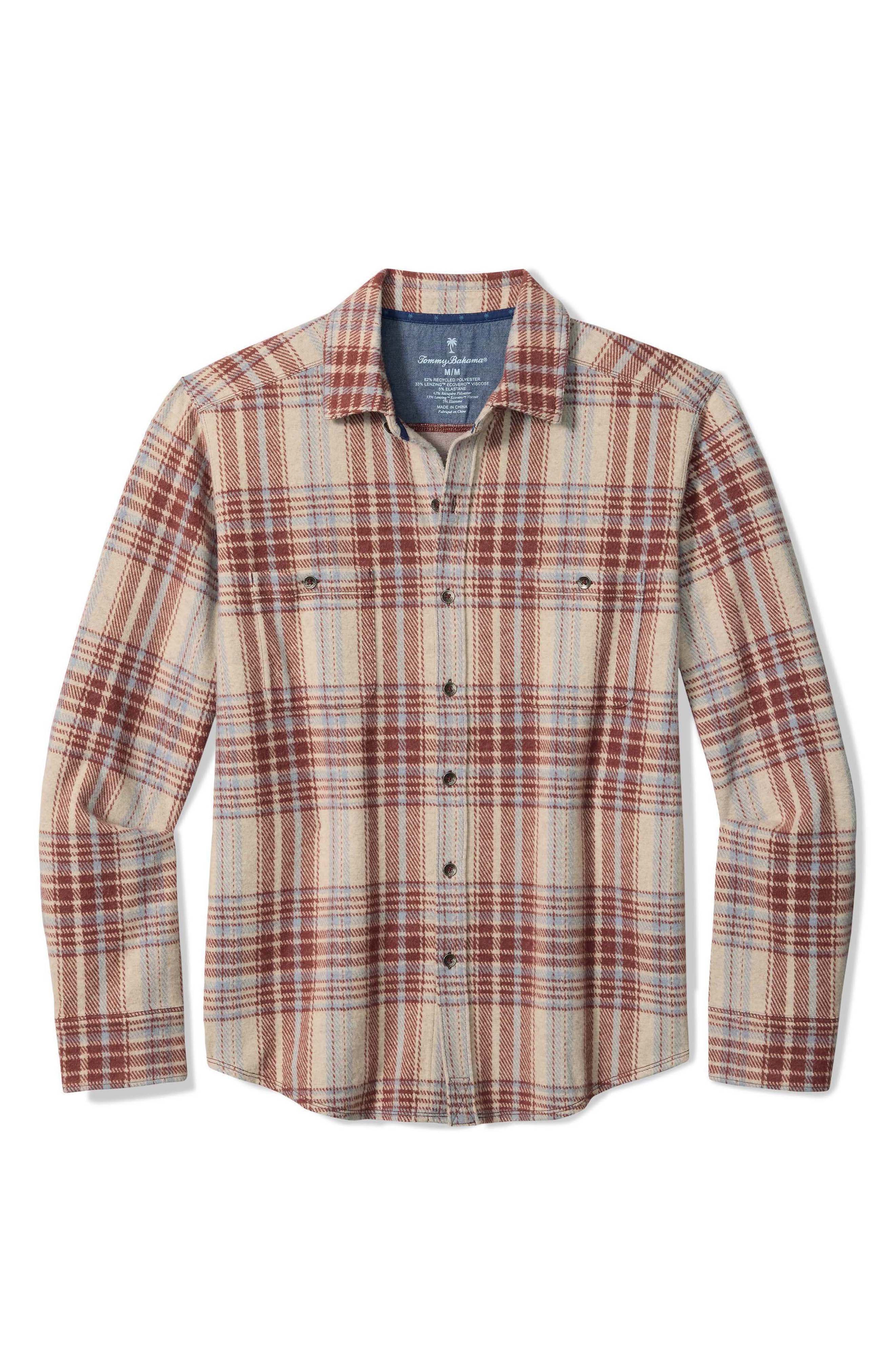 Fireside Santa Fe Plaid Stretch Flannel Button-Up Shirt