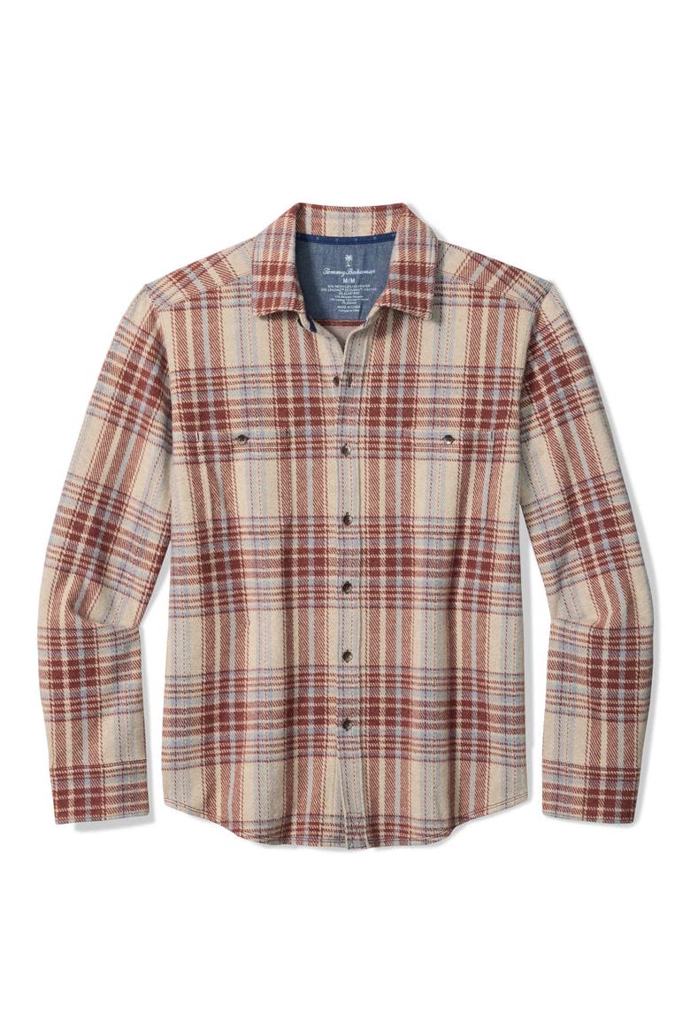 Fireside Santa Fe Plaid Stretch Flannel Button-Up Shirt, Main, color, WARM MIST