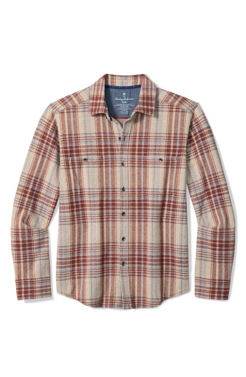 Fireside Santa Fe Plaid Stretch Flannel Button-Up Shirt