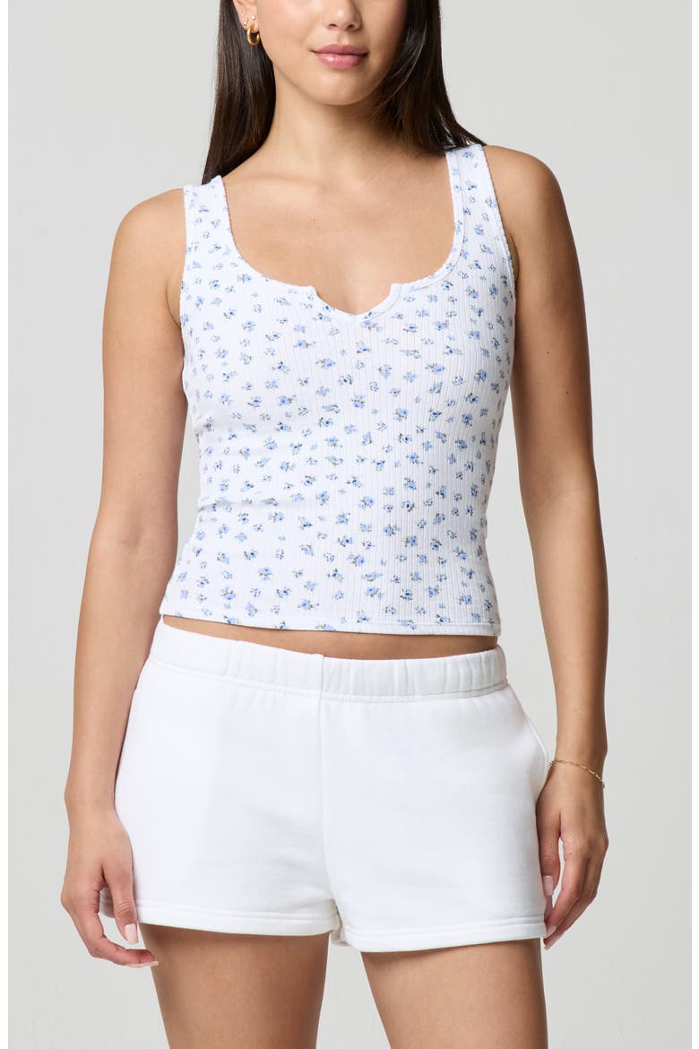 Ditsy Floral Scoop Neck Tank, Main, color, PETIT JARDIN WHITE/ BLUE
